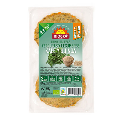 Hamburguesa de verdures, llegums, col kale i quinoa Hamburguesa de verdures, llegums, col kale i quinoa