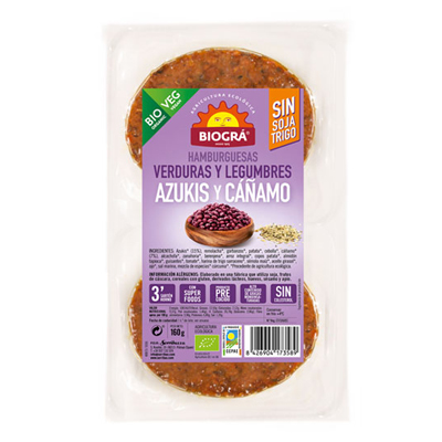 Hamburguesa de verdures, llegums azuki i cànem Hamburguesa de verdures, llegums azuki i cànem