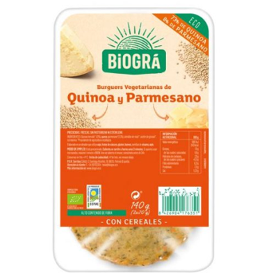 Hamburguesa de quinoa i parmesà Hamburguesa de quinoa i parmesà