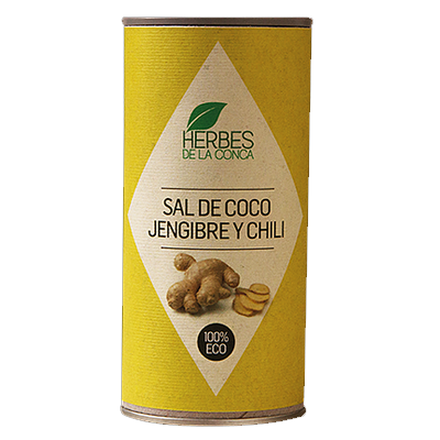 Sal d'herbes de coco, gingebre i xili eco Herbes de la Conca 95 g Sal d'herbes de coco, gingebre i xili eco Herbes de la Conca 95 g