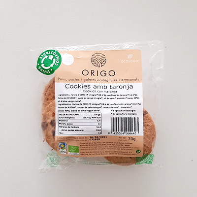 Cookies xoco taronja eco Origo 70gr Cookies xoco taronja eco Origo 70gr