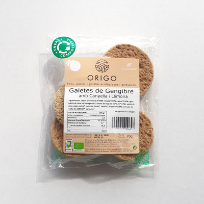 Galetes gingebre, canyella i llimona eco Origo 70g Galetes gingebre, canyella i llimona eco Origo 70g