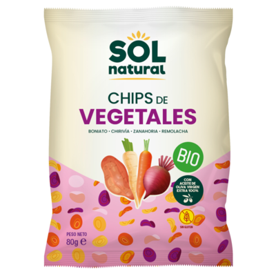 Xips de vegetals amb oli d'oliva 80gr Xips de vegetals amb oli d'oliva 80gr
